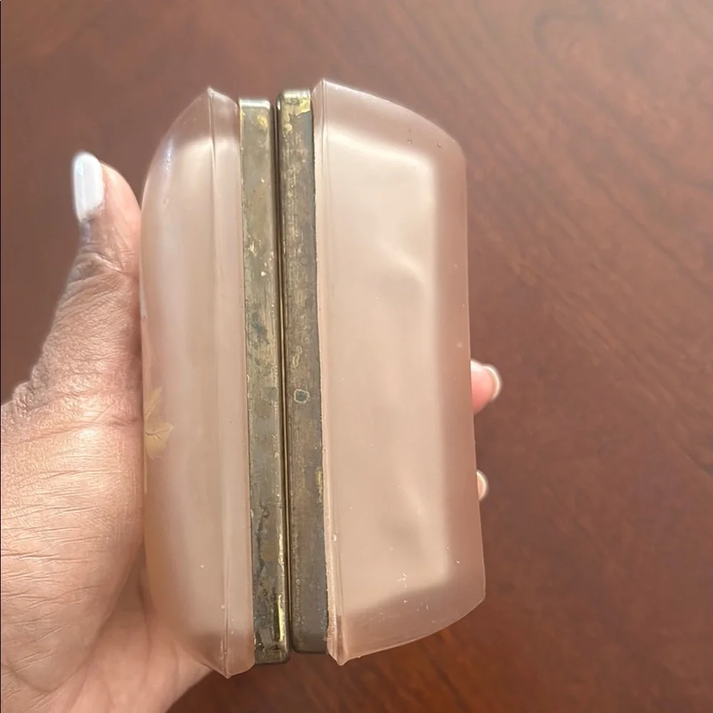 Vintage 60s Elegant Floral translucent gold trim cigarette, misc or trinket box